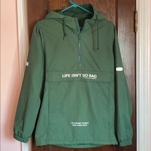 Huf x Felt green half zip windbreaker